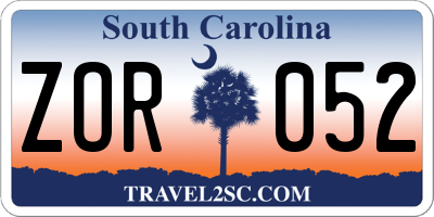 SC license plate ZOR052