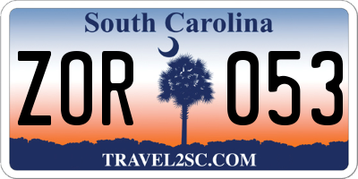 SC license plate ZOR053