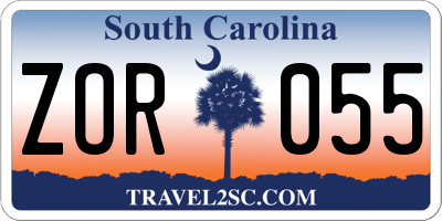SC license plate ZOR055