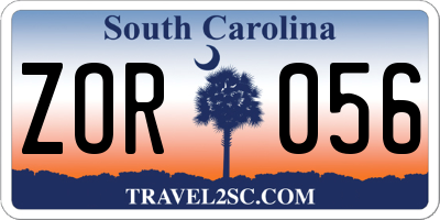 SC license plate ZOR056