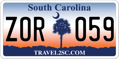 SC license plate ZOR059