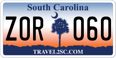 SC license plate ZOR060