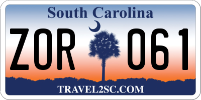 SC license plate ZOR061