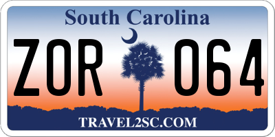 SC license plate ZOR064