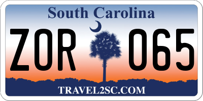 SC license plate ZOR065
