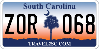 SC license plate ZOR068