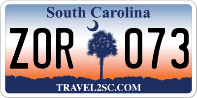 SC license plate ZOR073