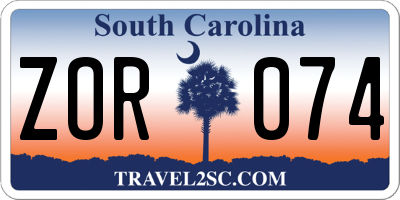SC license plate ZOR074