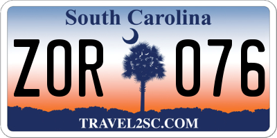 SC license plate ZOR076