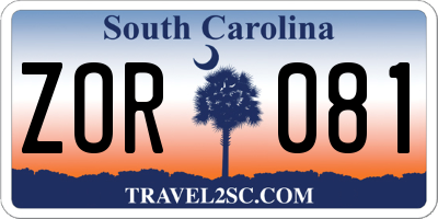 SC license plate ZOR081