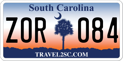 SC license plate ZOR084