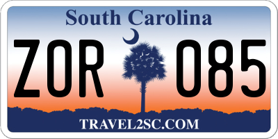 SC license plate ZOR085
