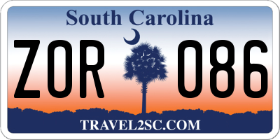 SC license plate ZOR086