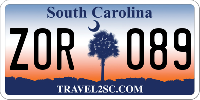 SC license plate ZOR089