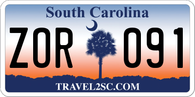 SC license plate ZOR091