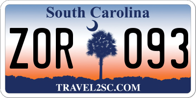 SC license plate ZOR093