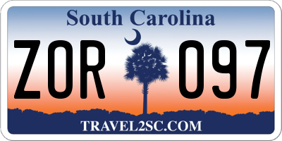 SC license plate ZOR097