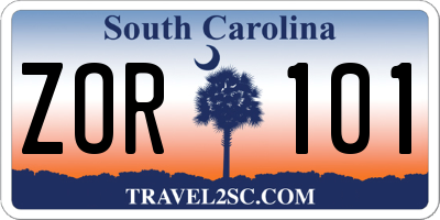 SC license plate ZOR101