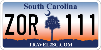 SC license plate ZOR111