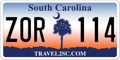 SC license plate ZOR114