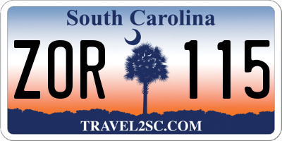 SC license plate ZOR115