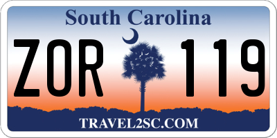 SC license plate ZOR119