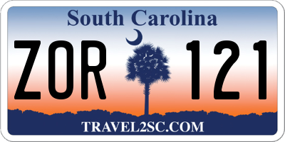 SC license plate ZOR121