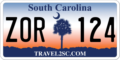 SC license plate ZOR124