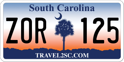 SC license plate ZOR125