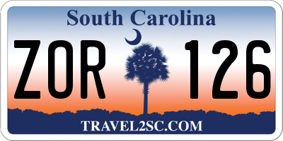 SC license plate ZOR126