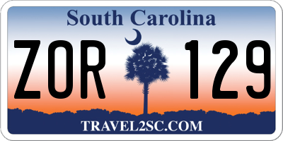 SC license plate ZOR129
