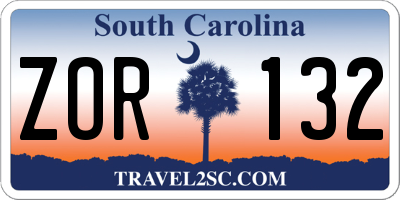 SC license plate ZOR132