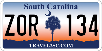 SC license plate ZOR134