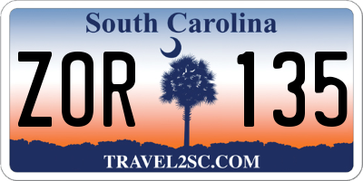 SC license plate ZOR135