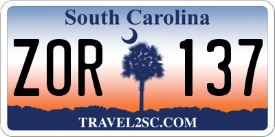 SC license plate ZOR137