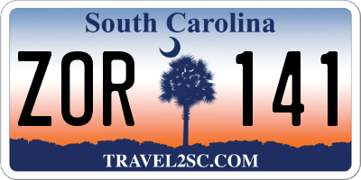 SC license plate ZOR141