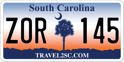 SC license plate ZOR145