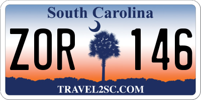 SC license plate ZOR146