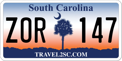 SC license plate ZOR147