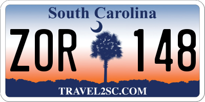 SC license plate ZOR148