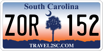 SC license plate ZOR152