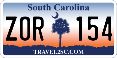 SC license plate ZOR154