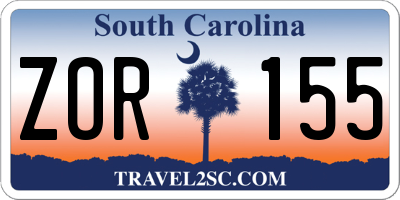 SC license plate ZOR155
