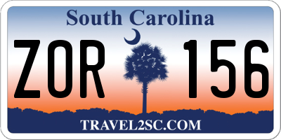 SC license plate ZOR156