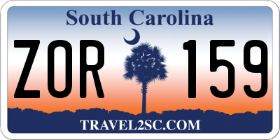 SC license plate ZOR159