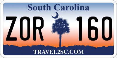 SC license plate ZOR160