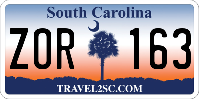 SC license plate ZOR163