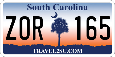 SC license plate ZOR165