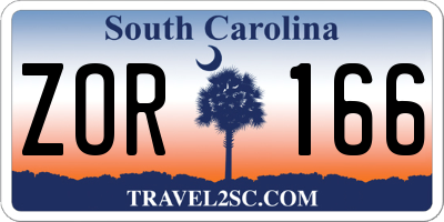 SC license plate ZOR166