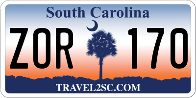 SC license plate ZOR170